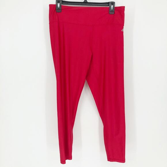 DKNY Womens Athletic Leggings XL Red High Waist 7/8 Length Pockets NWT - Picture 3 of 12